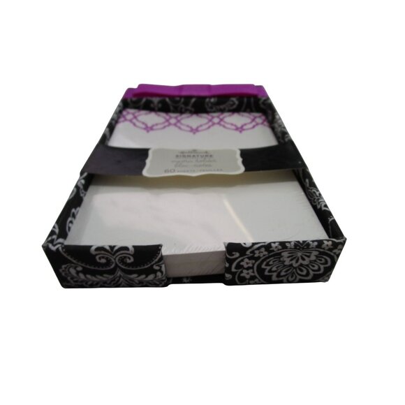 Hallmark Signature Memo Holder 60 Sheet Notepad Black White Box Purple Ribbon N - Picture 4 of 10